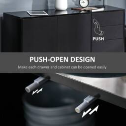 Wyld Haus Lino High Gloss Black Sideboard 2 Drawers 3 Doors Push Click Opening - thumbnail 9
