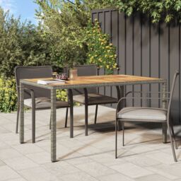 Berkfield Home Garden Dining Table Grey 150x90x75 cm Poly Rattan - Size: 150 x 90 x 75 cm - thumbnail 1