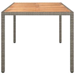 Berkfield Home Garden Dining Table Grey 150x90x75 cm Poly Rattan - Size: 150 x 90 x 75 cm - thumbnail 4