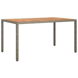 Berkfield Home Garden Dining Table Grey 150x90x75 cm Poly Rattan - Size: 150 x 90 x 75 cm - thumbnail 2