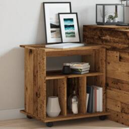 Berkfield Home Rolling Cabinet Old Wood 60x45x60 cm Engineered Wood in Brown - Size: 60 x 45 x 60 cm - thumbnail 4