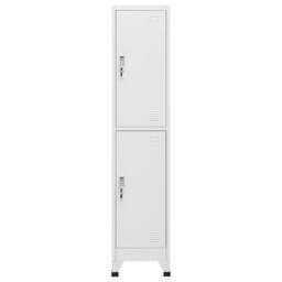 Berkfield Home Locker Cabinet with 2 Compartments 38x45x180 cm in Light Grey - Size: 38 x 45 x 180 cm - thumbnail 2