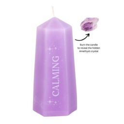 KDMD Calming Crystal Candle with Rough Amethyst in Purple - thumbnail 2