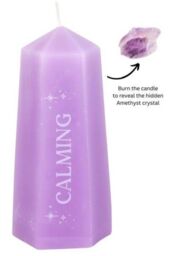 KDMD Calming Crystal Candle with Rough Amethyst in Purple
