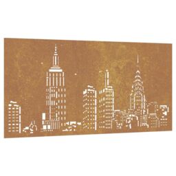 Berkfield Home Garden Wall Decoration 105x55 cm Corten Steel Skyline Design in Brown - thumbnail 2
