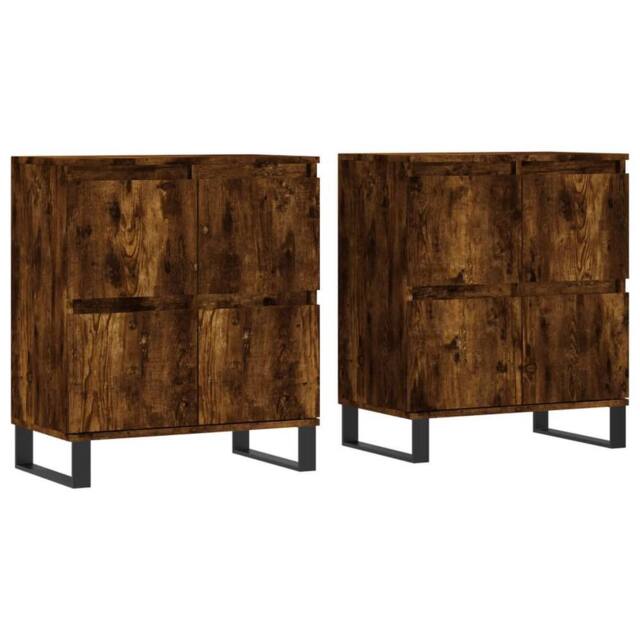 Berkfield Home Sideboards 2 pcs Smoked Oak Engineered Wood in Brown - image 1