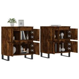 Berkfield Home Sideboards 2 pcs Smoked Oak Engineered Wood in Brown - thumbnail 3