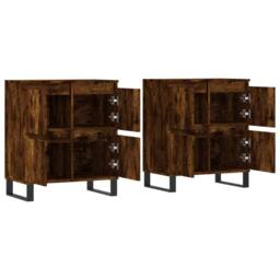 Berkfield Home Sideboards 2 pcs Smoked Oak Engineered Wood in Brown - thumbnail 4