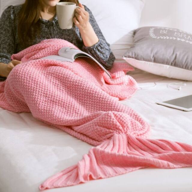 Lovii Knitted Mermaid Tail Blanket in Pink - Size: 180 cm x 90 cm - image 1