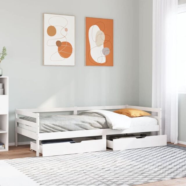 Berkfield Home Daybed with Drawers without Mattress White 90x200 cm Solid Wood - image 1