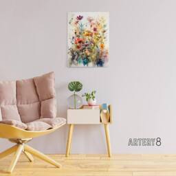 "Artery8 Spring Wildflowers Watercolour Canvas Wall Art Print - Size: W18"" x H24""" - thumbnail 3