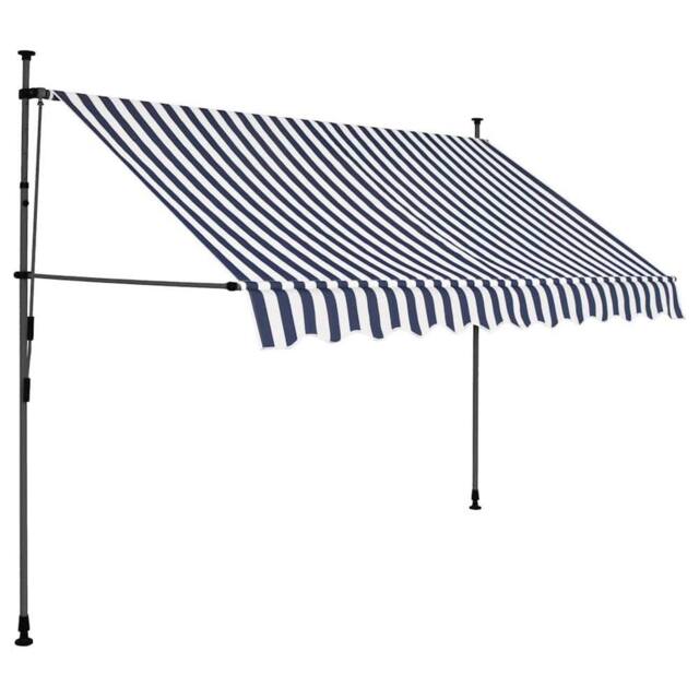 Berkfield Home Manual Retractable Awning with LED 300 cm Blue & White - image 1
