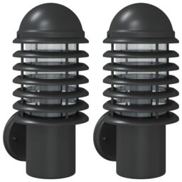 Berkfield Home Outdoor Wall Lights 2pcs Black Stainless Steel - thumbnail 2