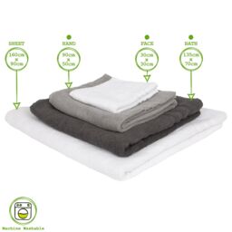 Nicola Spring 6pc Cotton Towels Set - 135cm x 70cm in White - thumbnail 3