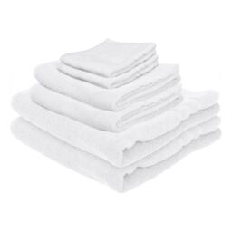 Nicola Spring 6pc Cotton Towels Set - 135cm x 70cm in White - thumbnail 1