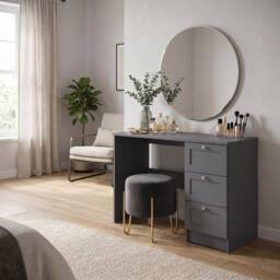 Havendro Grey 3 Drawer Modern Dressing Table Study Desk - thumbnail 3