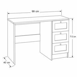 Havendro Grey 3 Drawer Modern Dressing Table Study Desk - thumbnail 2