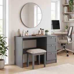 Havendro Grey 3 Drawer Modern Dressing Table Study Desk - thumbnail 4