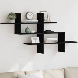 Berkfield Home Wall Shelf Black Oak 124.5x18x60.5 cm Engineered Wood