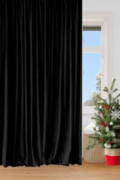 Neel Blue 3x3 Metres Curtain Backdrop, Polyester Fabric Drapes in Black - Size: 300 cm - thumbnail 2