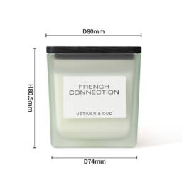 French Connection Square Glass Candle Vetiver & Oud 220g Single Wick Scented Candle in Green - thumbnail 2