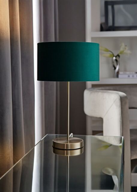 ValueLights Charlie Chrome Stem Table Lamp Light with Velvet Shade in Bottle Green - Size: 10 inches - image 1