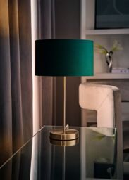 ValueLights Charlie Chrome Stem Table Lamp Light with Velvet Shade in Bottle Green - Size: 10 inches - thumbnail 2