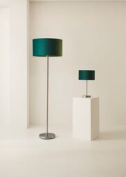 ValueLights Charlie Chrome Stem Table Lamp Light with Velvet Shade in Bottle Green - Size: 10 inches - thumbnail 6