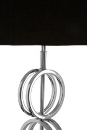 Orsina Table Lamp with Multi Ring Chain Base, High Gloss Nickel Stainless Steel Pedestal, Luxe Black Fabric in Silver - thumbnail 4