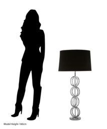 Orsina Table Lamp with Multi Ring Chain Base, High Gloss Nickel Stainless Steel Pedestal, Luxe Black Fabric in Silver - thumbnail 5