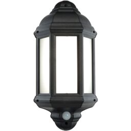 Loops Traditional IP44 Wall Lantern Light with PIR - 7W Cool White LED - Matt Black - thumbnail 3