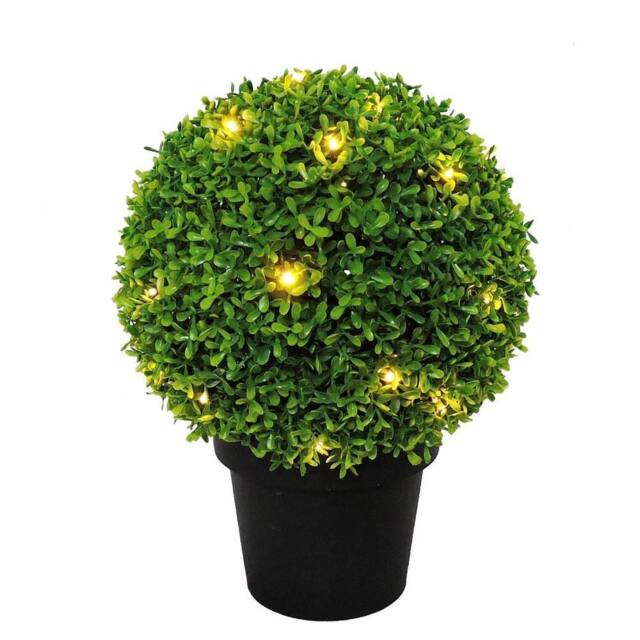FLAVORA Green 28cm Solar Topiary Ball with 20 LED Flower Lights Dual - image 1