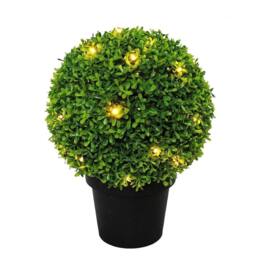 FLAVORA Green 28cm Solar Topiary Ball with 20 LED Flower Lights Dual