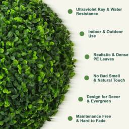 FLAVORA Green 28cm Solar Topiary Ball with 20 LED Flower Lights Dual - thumbnail 4