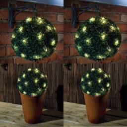 FLAVORA Green 28cm Solar Topiary Ball with 20 LED Flower Lights Dual - thumbnail 2
