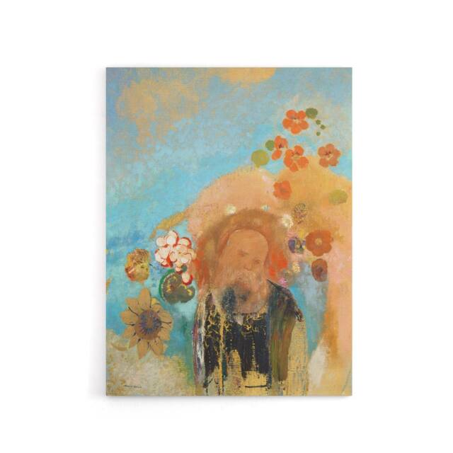 "Artery8 Evocation of Roussel Floral Portrait Redon Canvas Wall Art in Blue - Size: W24"" x H32""" - image 1
