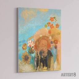"Artery8 Evocation of Roussel Floral Portrait Redon Canvas Wall Art in Blue - Size: W24"" x H32""" - thumbnail 2