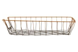 Orsina Black & Rose Gold Finish Rectangular Tray, Lightweight Iron Tableware, Functional Accessory for Office Use - thumbnail 1