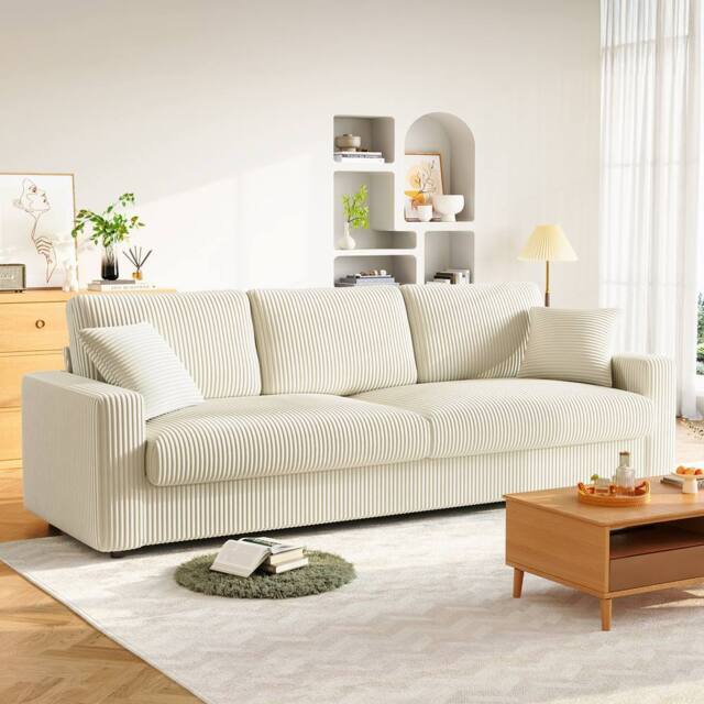Dprodo Deep 4 Seat Sofa, 256cm Mid Century Modern Couches in Beige - Size: 2 Pack - image 1