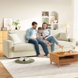 Dprodo Deep 4 Seat Sofa, 256cm Mid Century Modern Couches in Beige - Size: 2 Pack - thumbnail 5