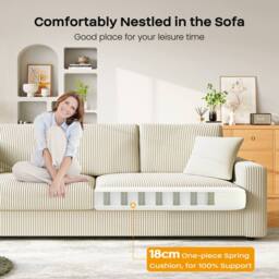Dprodo Deep 4 Seat Sofa, 256cm Mid Century Modern Couches in Beige - Size: 2 Pack - thumbnail 3