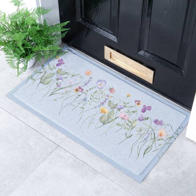 Artsy Mats Blue Wild Flowers Doormat - Size: 40 cm x 70 cm - image 1