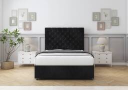 "Sloomy Mayfair Naples Divan Bed Base 2 Drawers Same Side With 26"" Strutted Headboard in Black - Size: King" - thumbnail 2