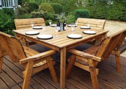 Charles Taylor Trading Eight Seater Square Table Set (with benches) in Brown - thumbnail 2