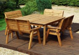 Charles Taylor Trading Eight Seater Square Table Set (with benches) in Brown - thumbnail 3