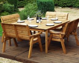 Charles Taylor Trading Eight Seater Square Table Set (with benches) in Brown - thumbnail 1