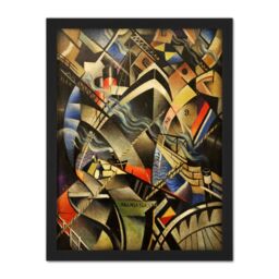 "Artery8 Wall Art Print Nevinson The Arrival Abstract Futurist Painting Large Framed Wall Décor Art in White - Size: W18"" x H24""" - thumbnail 1
