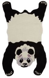 Orsina Kids Panda Rug in Black - Size: 100 cm diameter