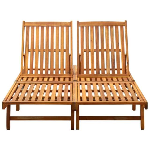 Berkfield Home 2-Person Sun Lounger Solid Acacia Wood in Brown - image 1
