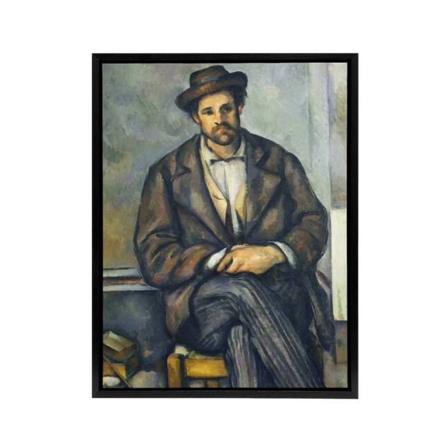 "Artery8 Seated Peasant Portrait Painting Cezanne Framed Canvas Wall Art Print - Size: W12"" x H16""" - image 1